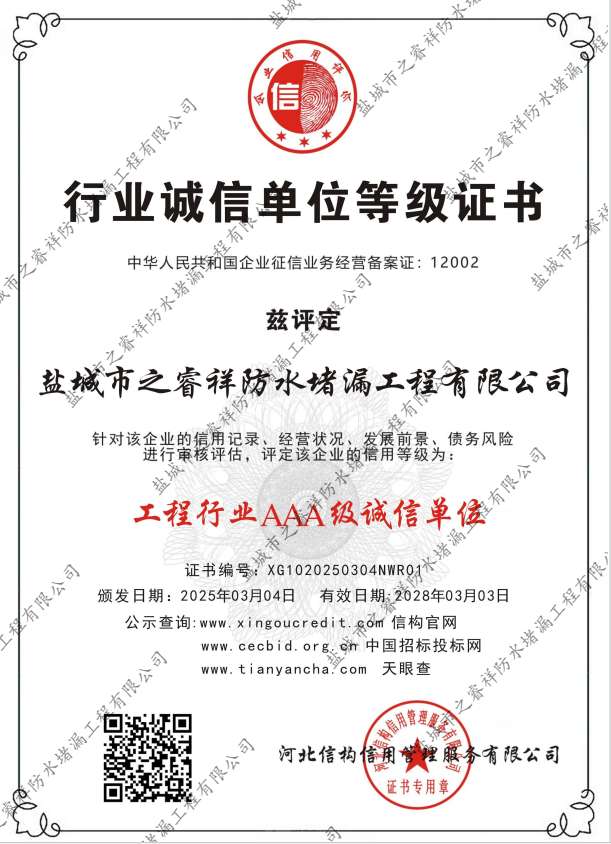 行业诚信单位登记证书